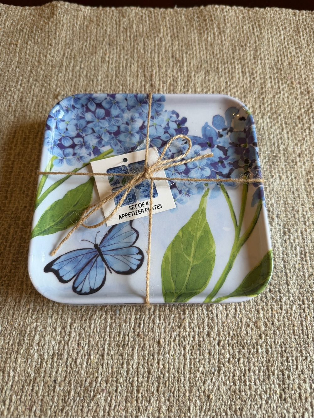 Nwt Set/4 Hydrangeas Melamine Appetizer Plates